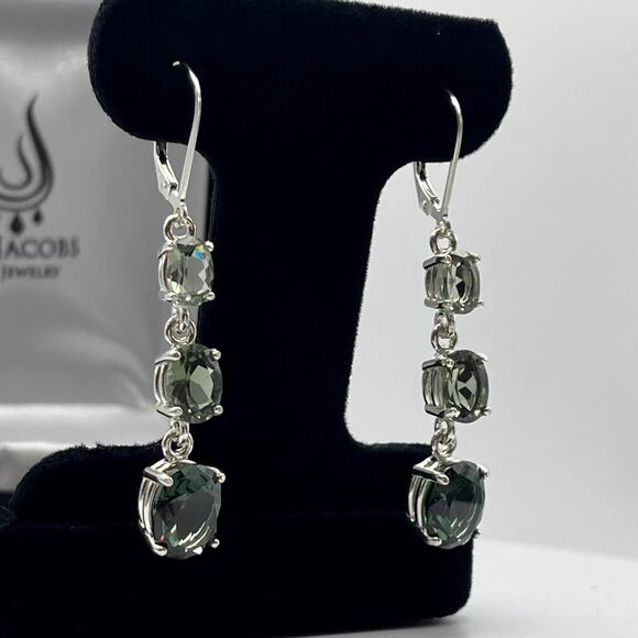 BEAUTIFUL 9.8ctw Green Spinel Earrings Ombre Earrings Green Tourmaline 2" - Picture 2 of 6